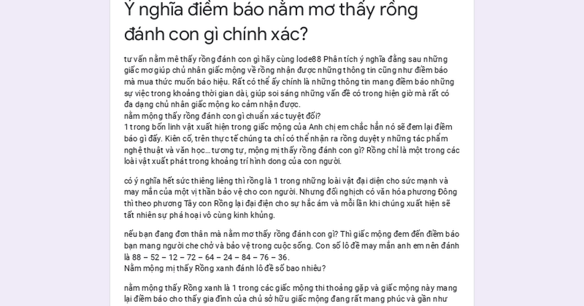 Giải mã giấc mơ cưỡi rồng đánh số đề